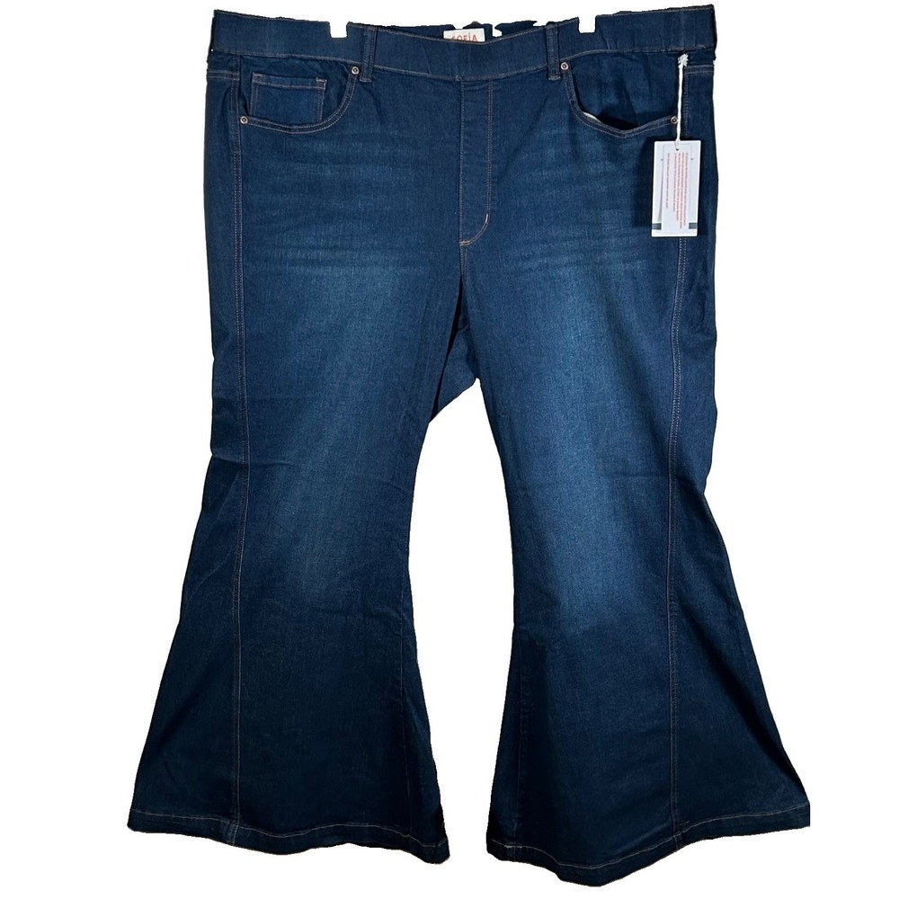 Sophia Vergara Womens Melisa Mega Flare Jeans Size 24 Wide High Rise Dark Wash